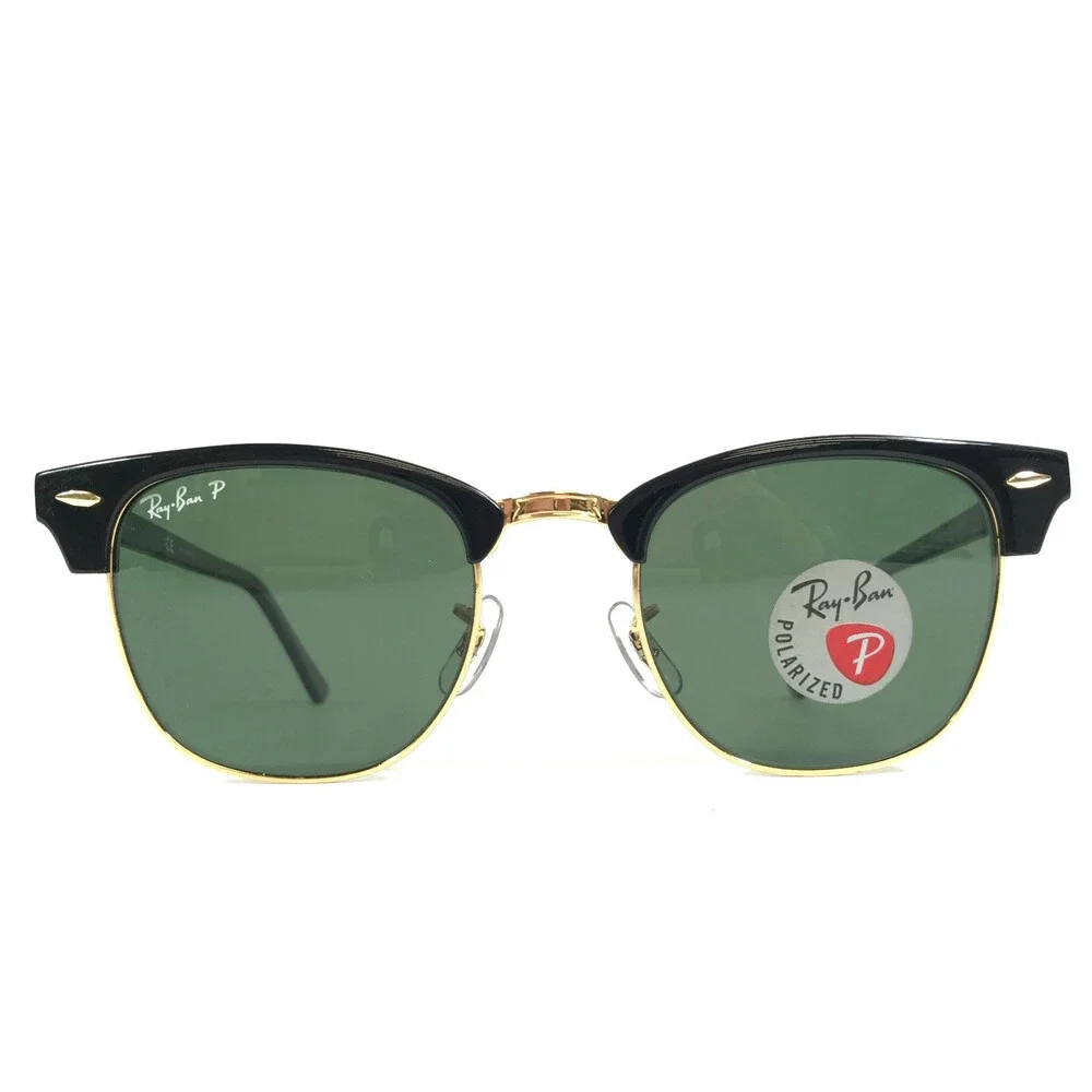 Ray-Ban Sunglasses RB3016 CLUBMASTER 901/58 Black Gold with G-15 Green Polarized